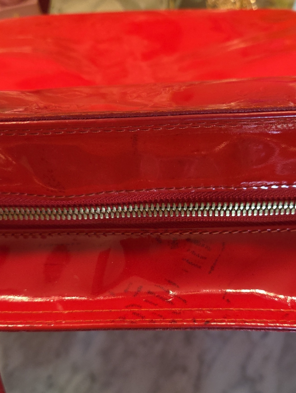 MCM EUC Limited Edition Red Patent Embossed Leather Tote With COA ❤️ - Picture 9 of 16